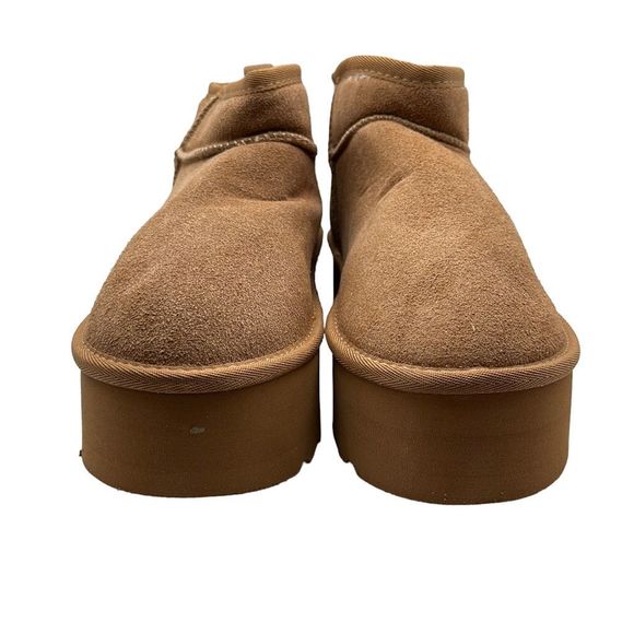 CUSHIONAIRE Women's Genuine Suede pull on platform boot 8 CHESTNUT - Picture 2 of 7